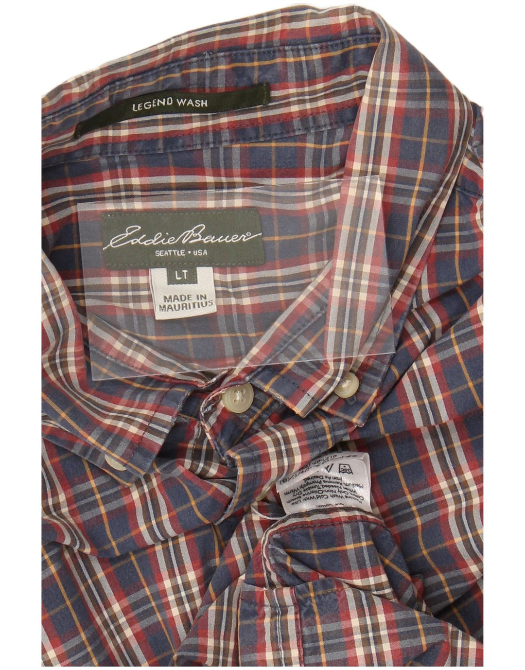 EDDIE BAUER Camicia da uomo grande in cotone a quadri blu navy