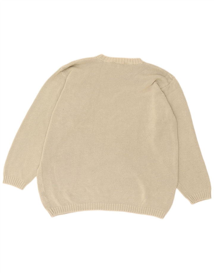 Maglione maglione girocollo da uomo Marks & Spencer grande cotone beige