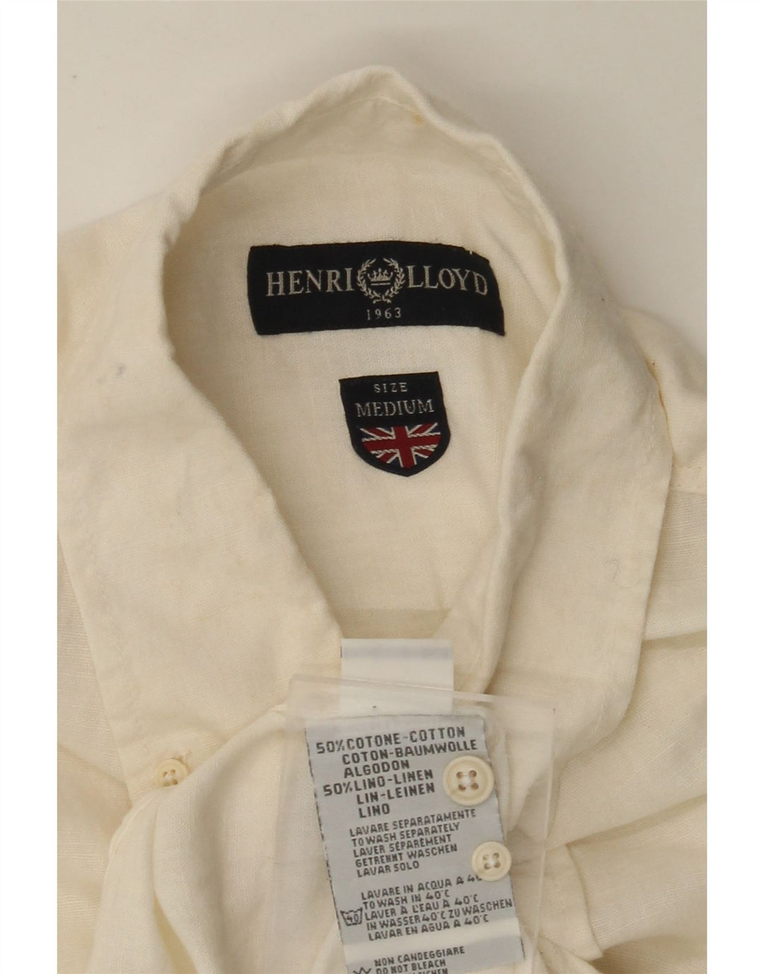 HENRI LLOYD Camicia da uomo in cotone bianco sporco medio