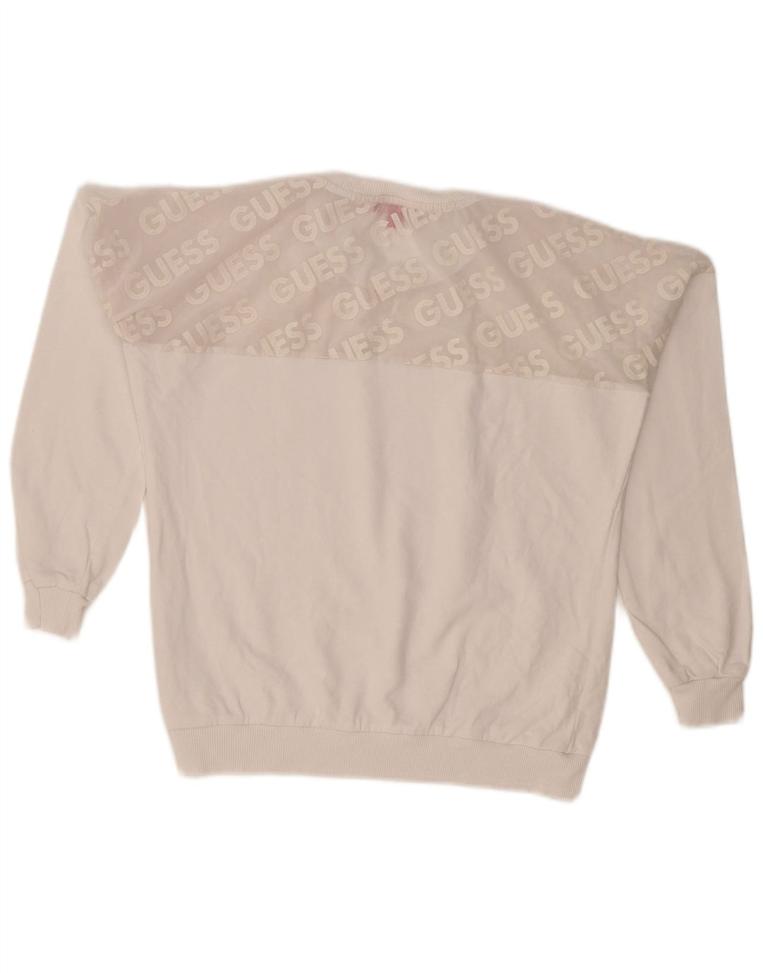 Guess Felpa con grafica da donna Maglione UK 10 Small White Colourblock