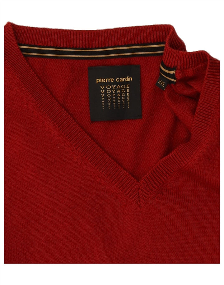PIERRE CARDIN Mens V-Neck Jumper Sweater 2XL Red Wool Vintage Pierre Cardin and Second-Hand Pierre Cardin from Messina Hembry 