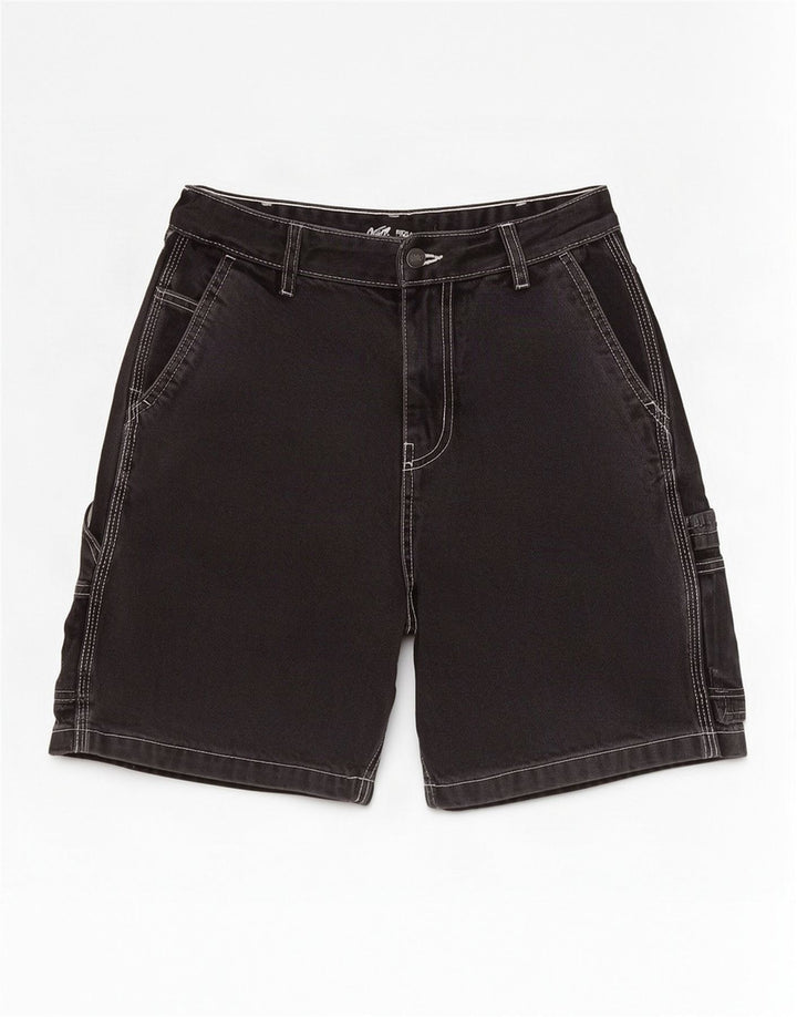 Pantaloncini di jeans cargo STWD da uomo Pull & Bear EU 36 piccoli W29 cotone nero