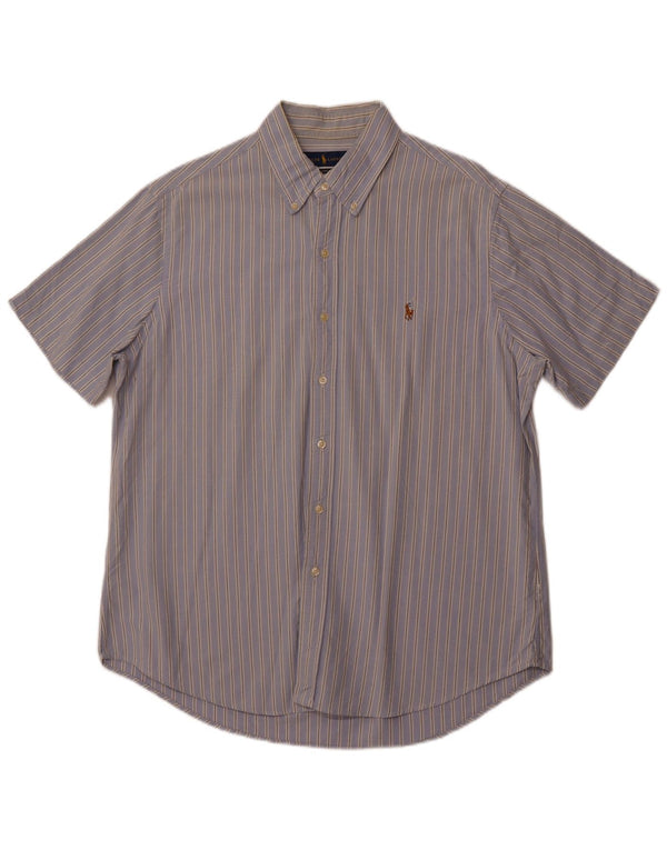 POLO RALPH LAUREN Camicia da uomo a maniche corte vestibilità classica a righe grandi blu