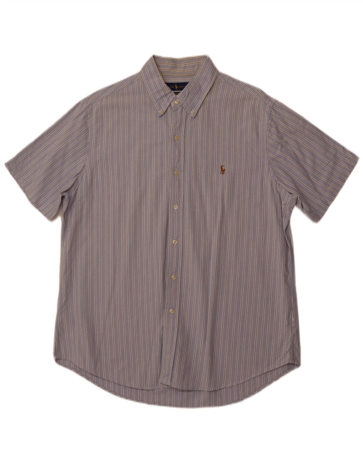 POLO RALPH LAUREN Camicia da uomo a maniche corte vestibilità classica a righe grandi blu