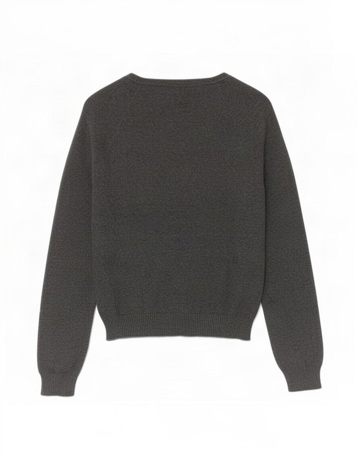 Maglione corto con scollo a V da donna Zara UK 14 grande grigio