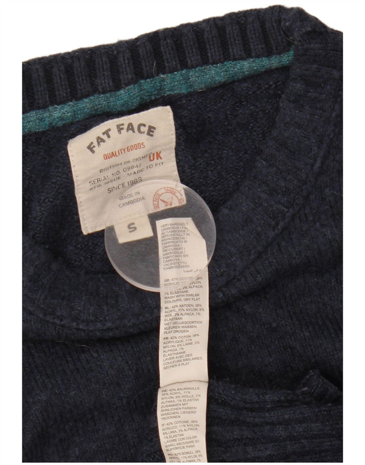 FAT FACE Maglione maglione girocollo oversize da donna UK 10 Piccolo Blu Navy