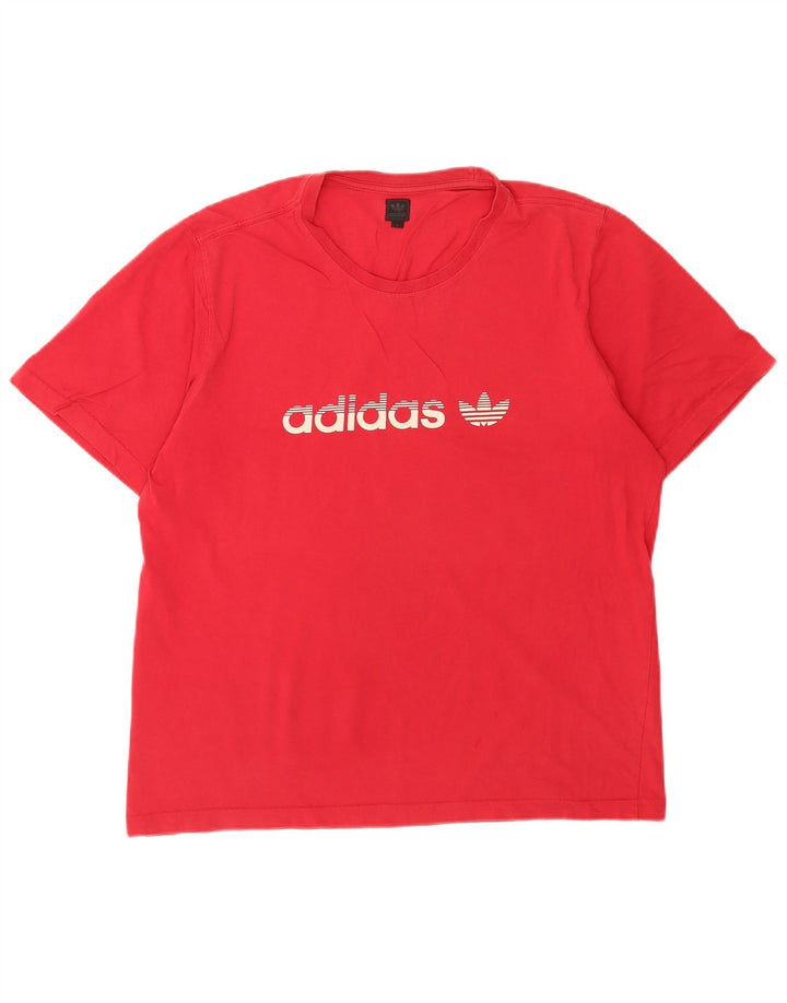 T-shirt grafica da uomo Adidas Top grande in cotone rosso