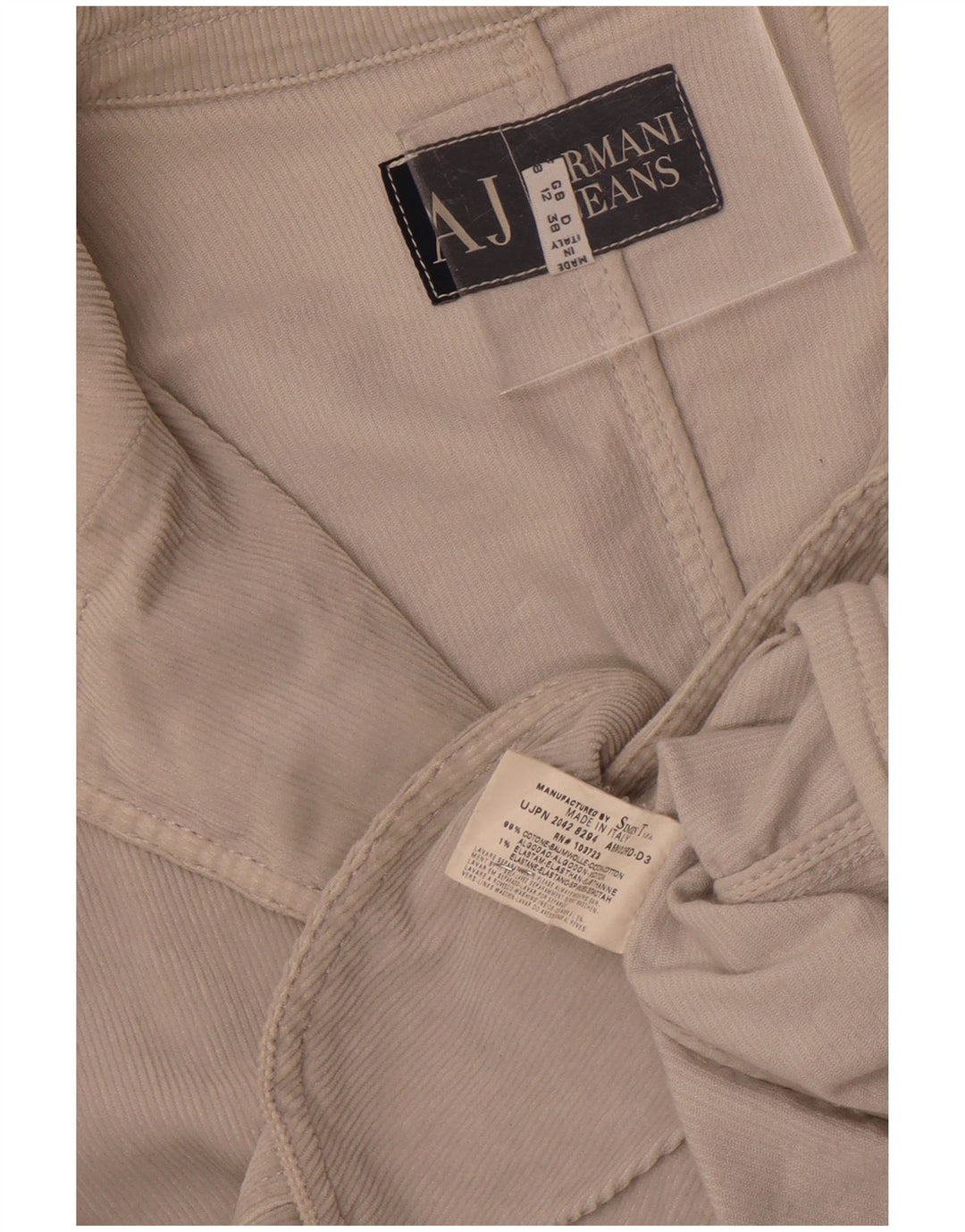 Giacca blazer in velluto a coste a 3 bottoni da donna Armani Jeans UK 12 Grigio medio