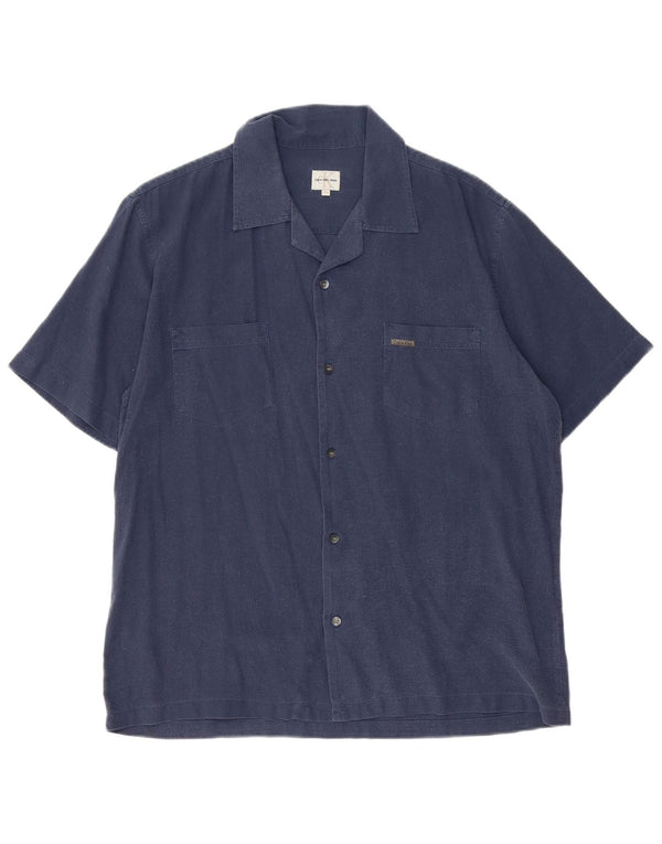 Camicia a maniche corte da uomo Calvin Klein Jeans XL in cotone blu navy