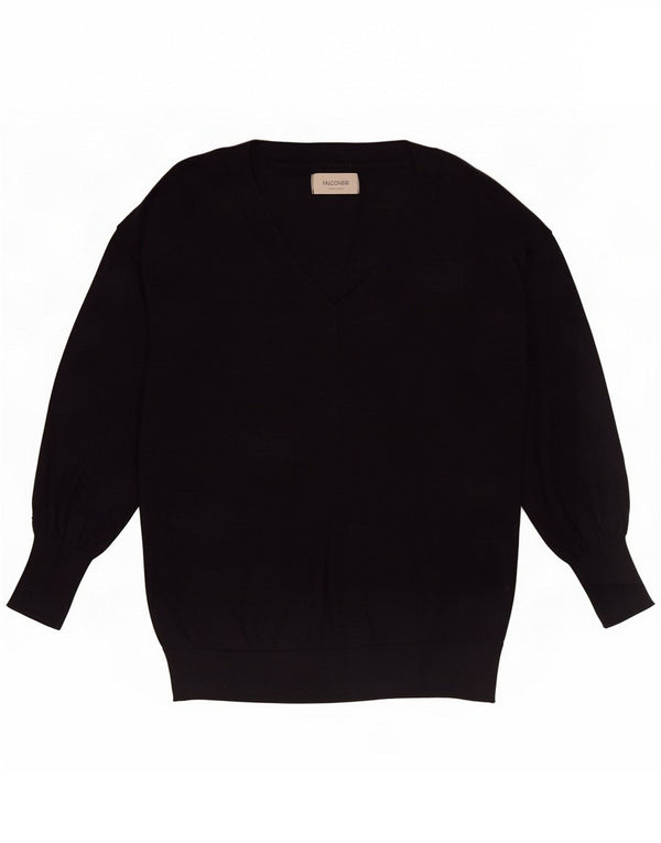 Falconeri Maglione da donna con scollo a V UK 14 Medio Nero