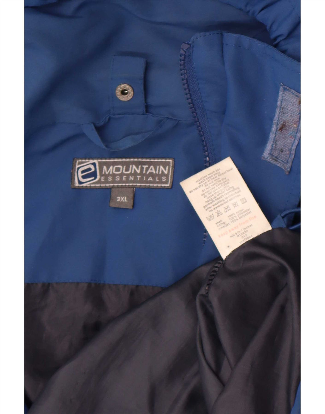 Giacca antipioggia da uomo con cappuccio Mountain Essentials UK 46 3XL nylon blu