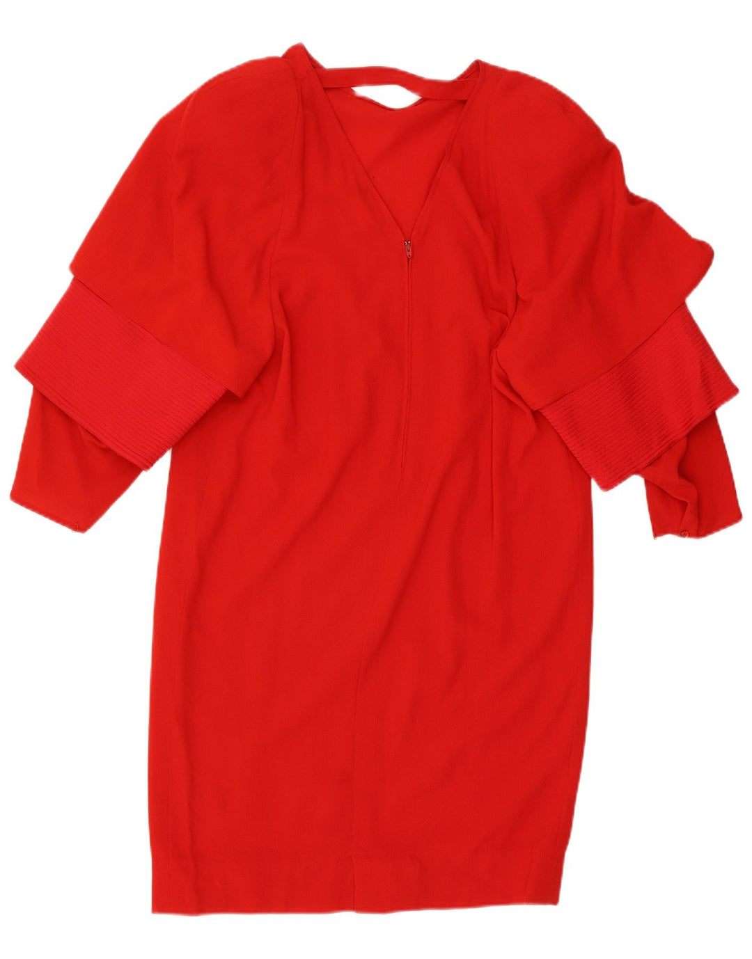 Abito a trapezio a maniche lunghe da donna Fendi UK 18 XL Lana rossa