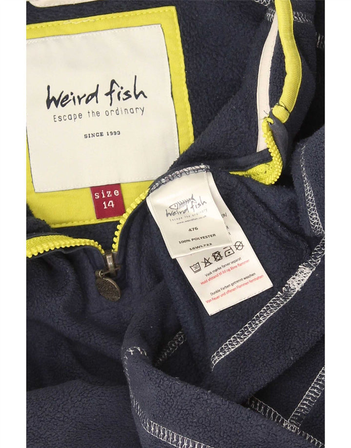 Maglione in pile da donna con collo con zip Weird Fish UK 14 grande poliestere blu navy