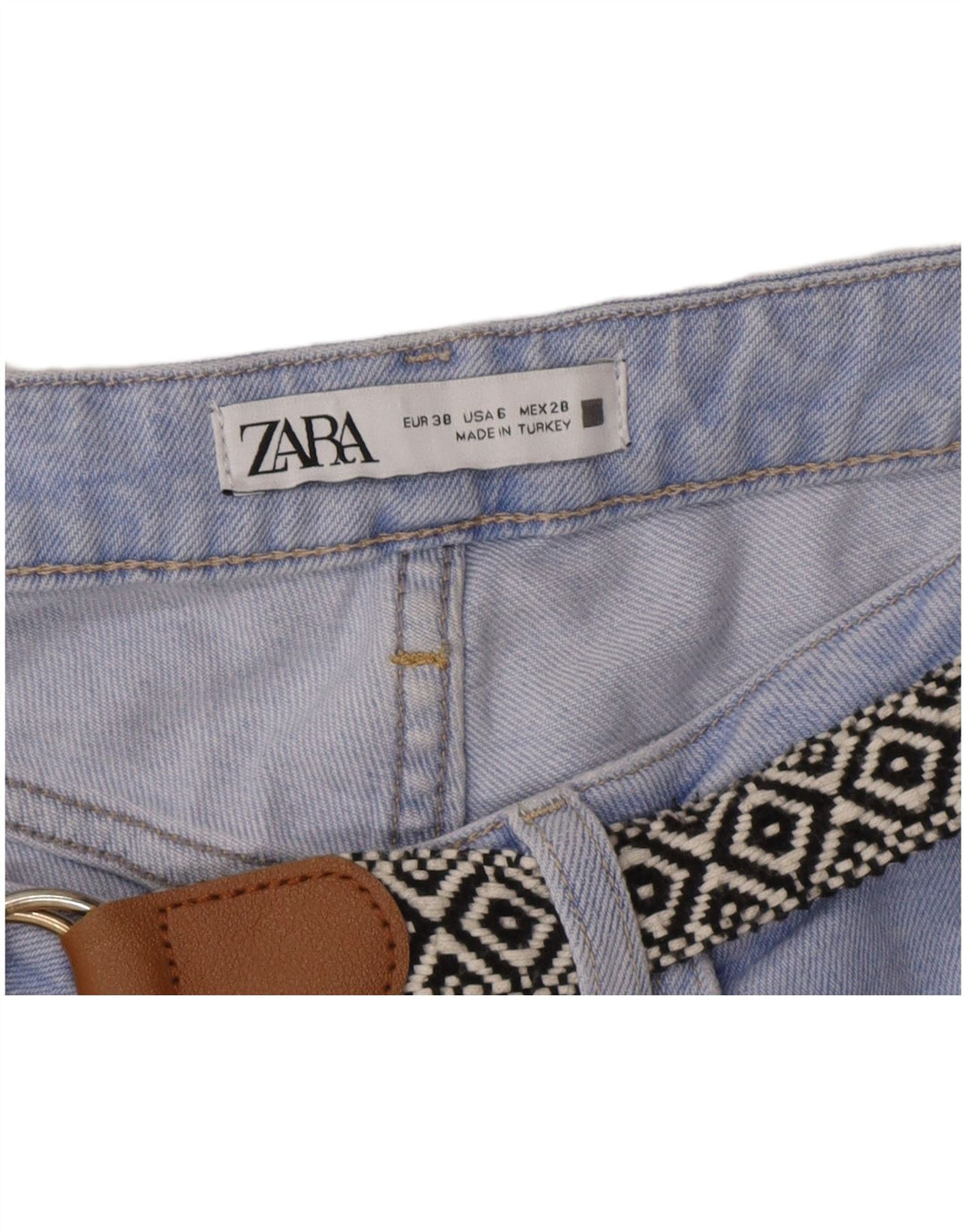 Jeans corti effetto invecchiato da donna Zara EU 38 piccolo W28 L24 cotone blu