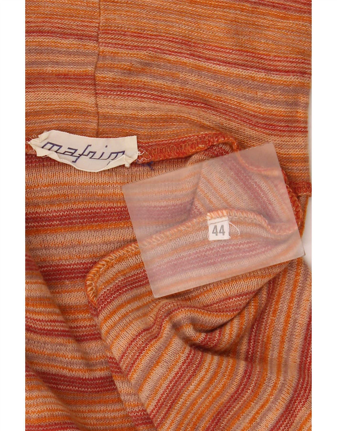Maglione maglione vintage da donna con collo alto IT 44 a righe arancioni medie
