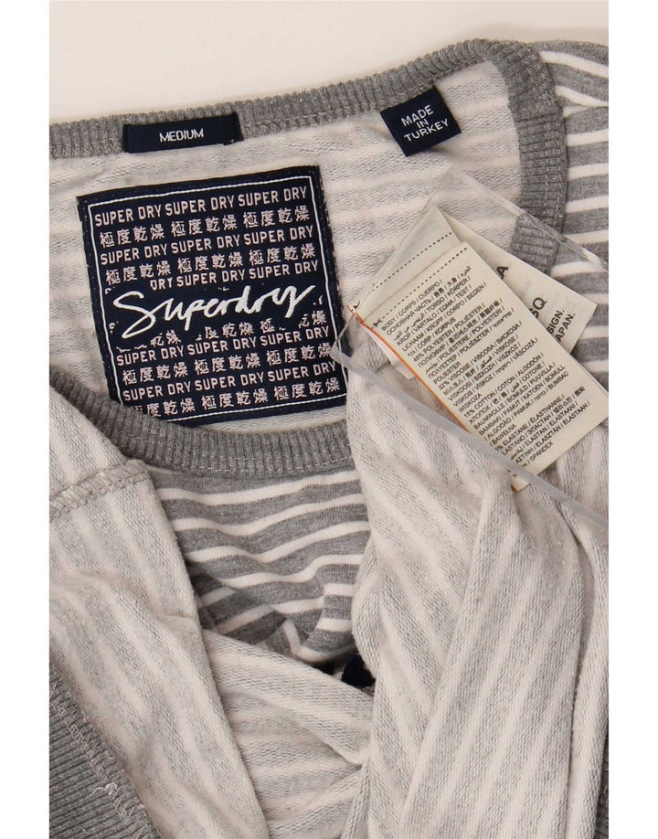 Felpa grafica da donna Superdry Maglione UK 14 Grigio medio a righe