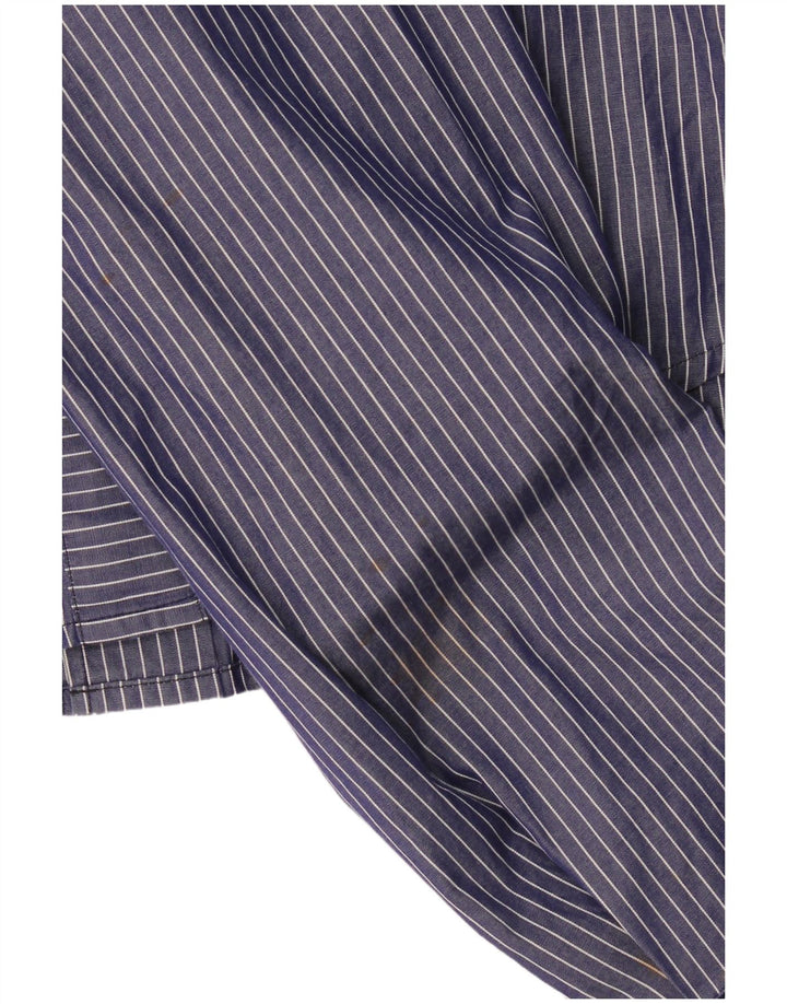 Camicia grafica da uomo Armani Jeans in cotone gessato medio blu navy