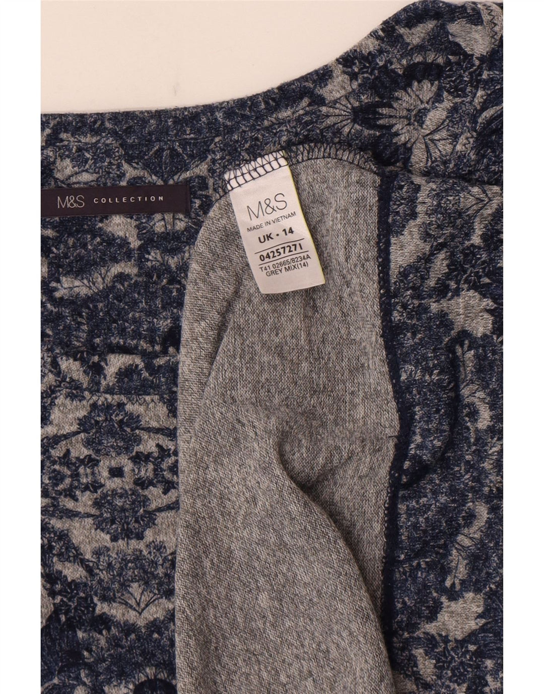 Top tunica manica 3/4 da donna Marks & Spencer UK 14 Grigio medio floreale