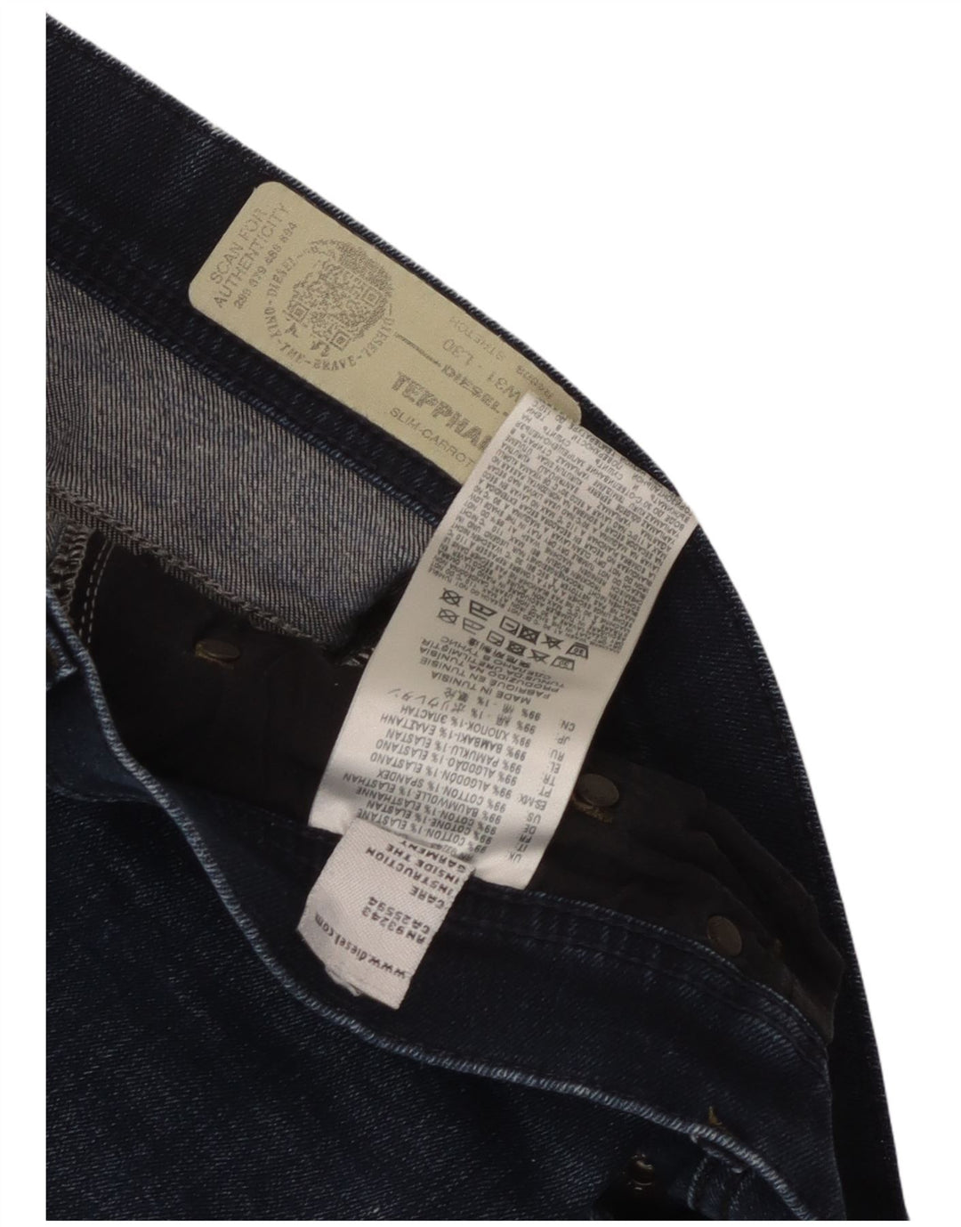 Diesel Uomo Tepphar Carrot Jeans Slim W31 L30 Cotone Blu