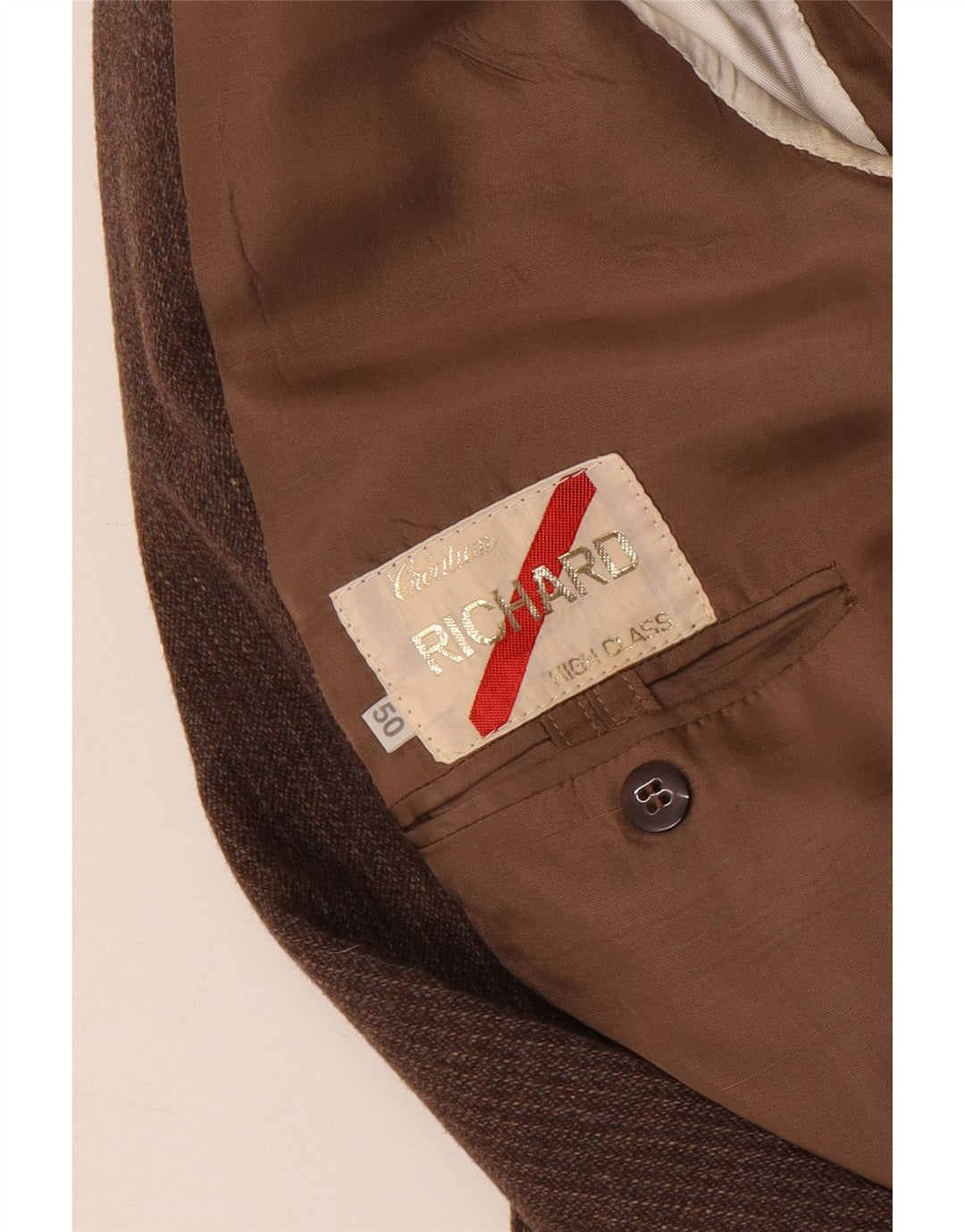 Giacca blazer vintage da uomo a 1 bottone IT 50 grande marrone