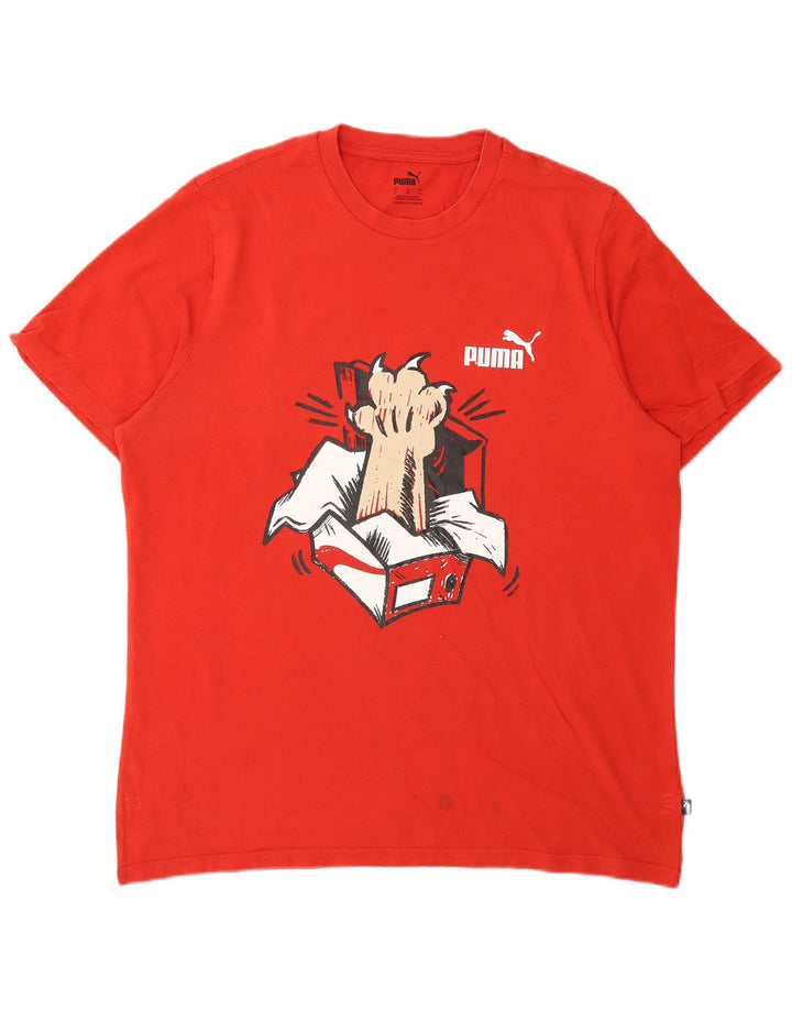 T-shirt grafica da uomo Puma Top grande in cotone rosso
