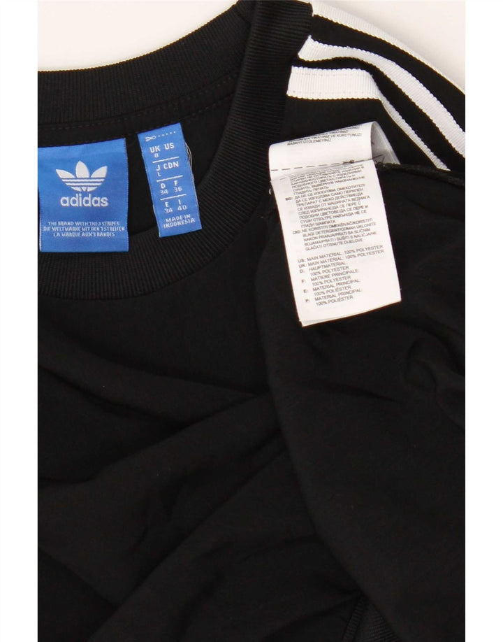 Felpa oversize corta Adidas da donna, maglione, UK 8, piccola, poliestere nero