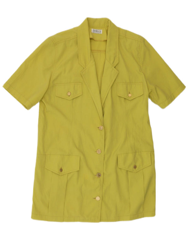 Pinko Womens Longline Short Sleeve Blazer Jacket UK 16 Large Yellow