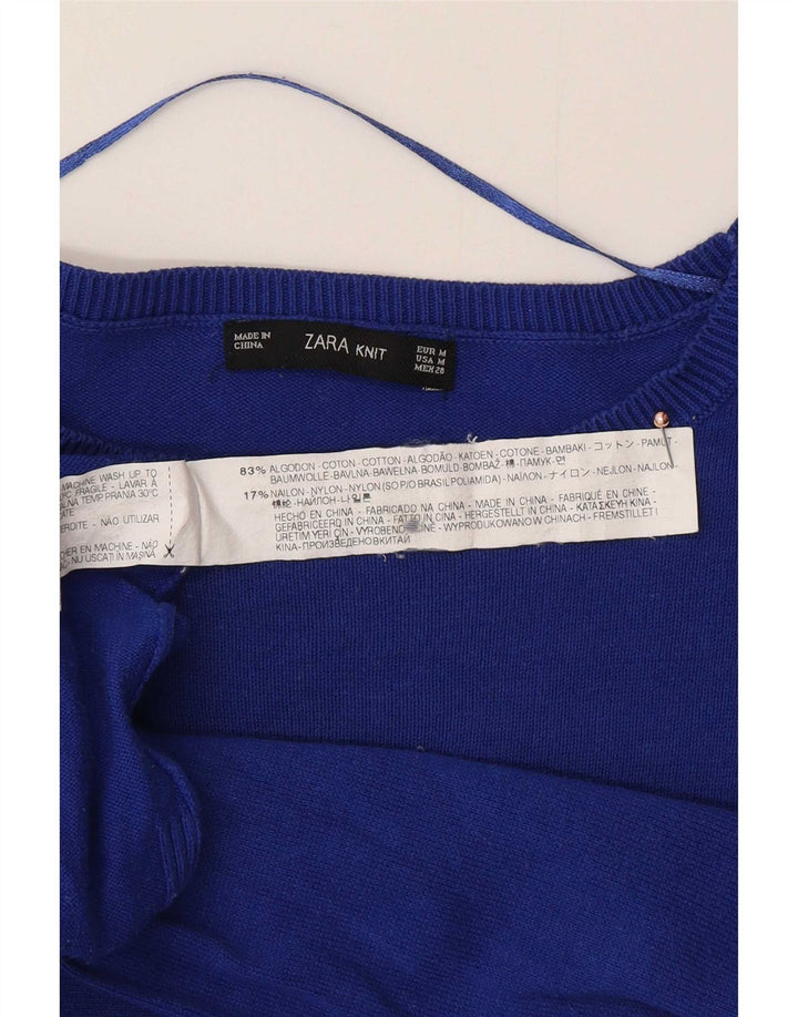Maglione maglione oversize con scollo a barca da donna Zara UK 14 Cotone blu medio