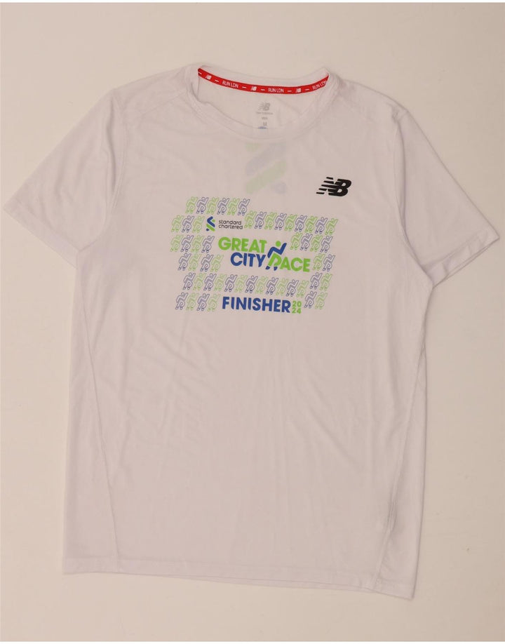 T-shirt grafica da uomo New Balance Top in poliestere bianco medio