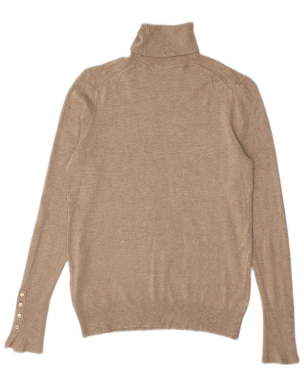 Maglione maglione a collo alto da donna Zara UK 12 Viscosa beige medio