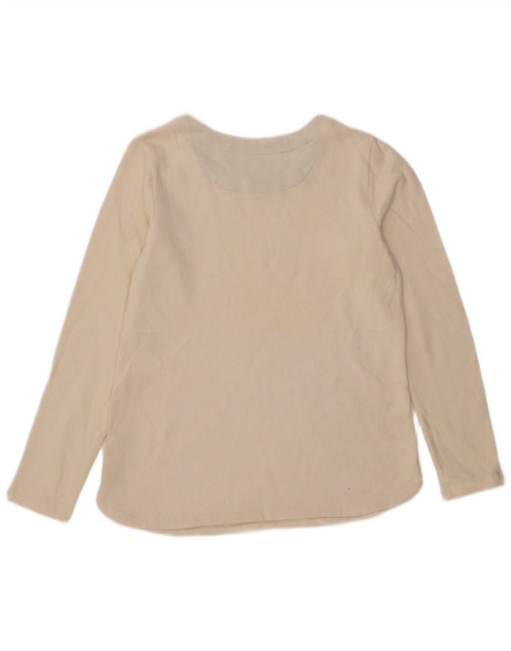 Top da donna a manica lunga Izod UK 10 piccolo cotone bianco
