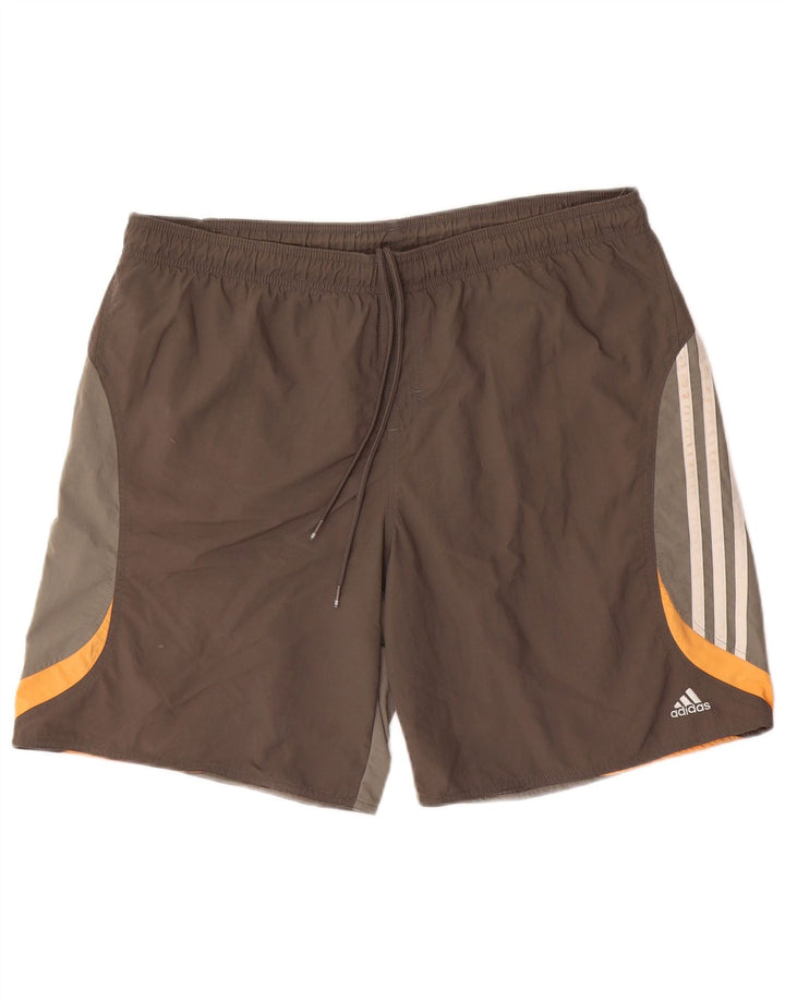 Pantaloncini da bagno da uomo Adidas Large in poliestere color block grigio