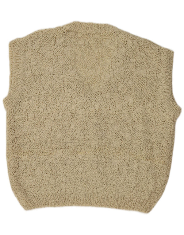 Vintage Womens Oversized Sleeveless Cardigan Sweater UK 18 XL Off White