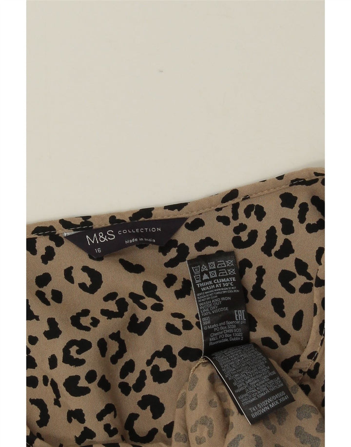 MARKS & SPENCER Camicetta da donna Top UK 16 Grande stampa animalier marrone