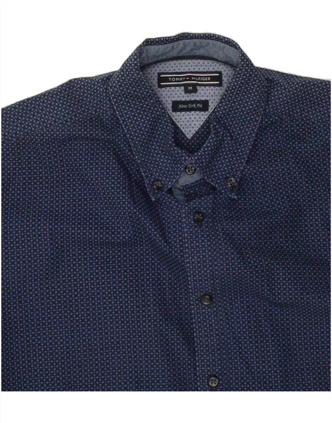 TOMMY HILFIGER Mens New York Fit Abstract Pattern Shirt Medium Navy Blue Vintage Tommy Hilfiger and Second-Hand Tommy Hilfiger from Messina Hembry 