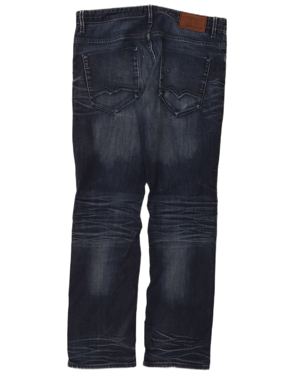 Jeans dritti da uomo HUGO BOSS W34 L32 cotone blu navy
