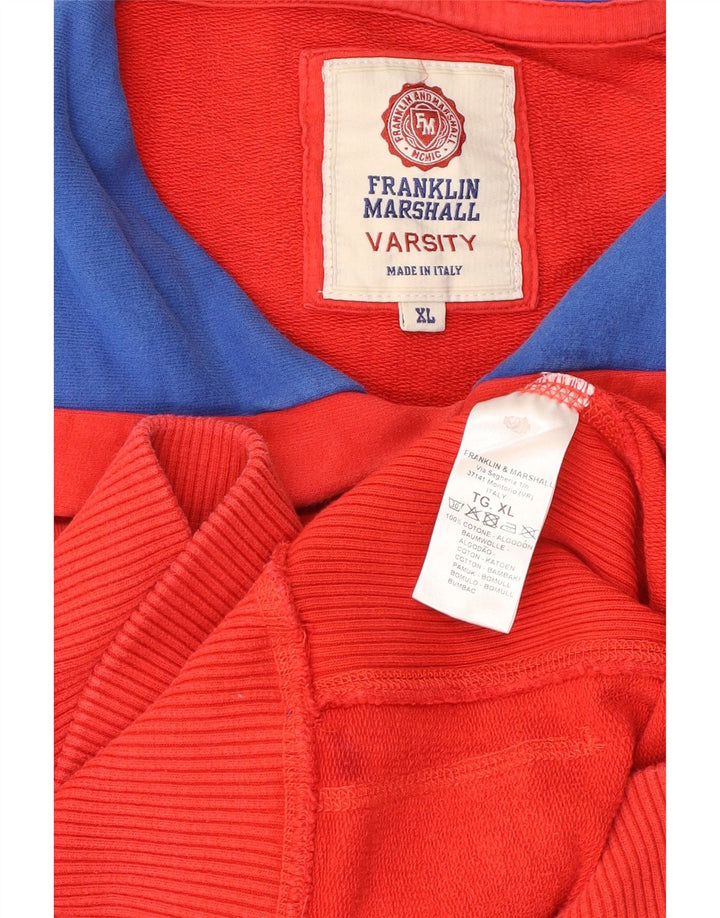 FRANKLIN MARSHALL Maglione con cappuccio grafico da donna Varsity UK 18 XL Cotone rosso