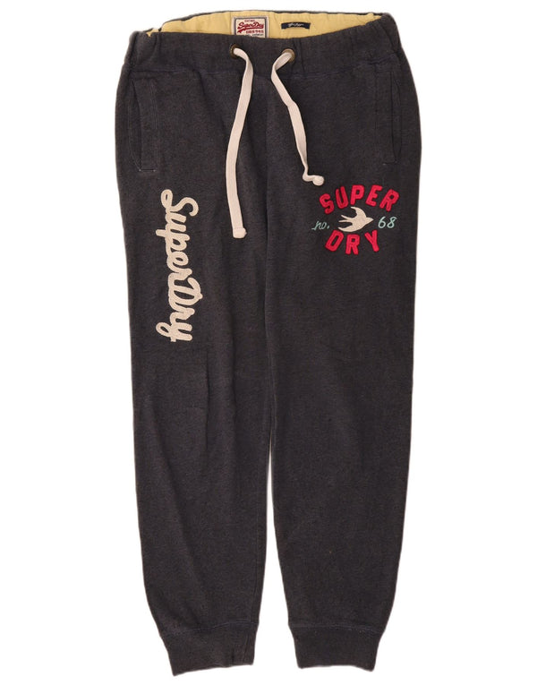 Pantaloni da tuta con grafica da donna Superdry Joggers UK 14 Cotone grigio medio