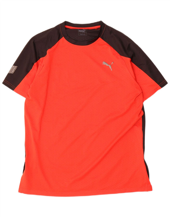 T-shirt grafica da uomo PUMA Top grande in poliestere color block rosso
