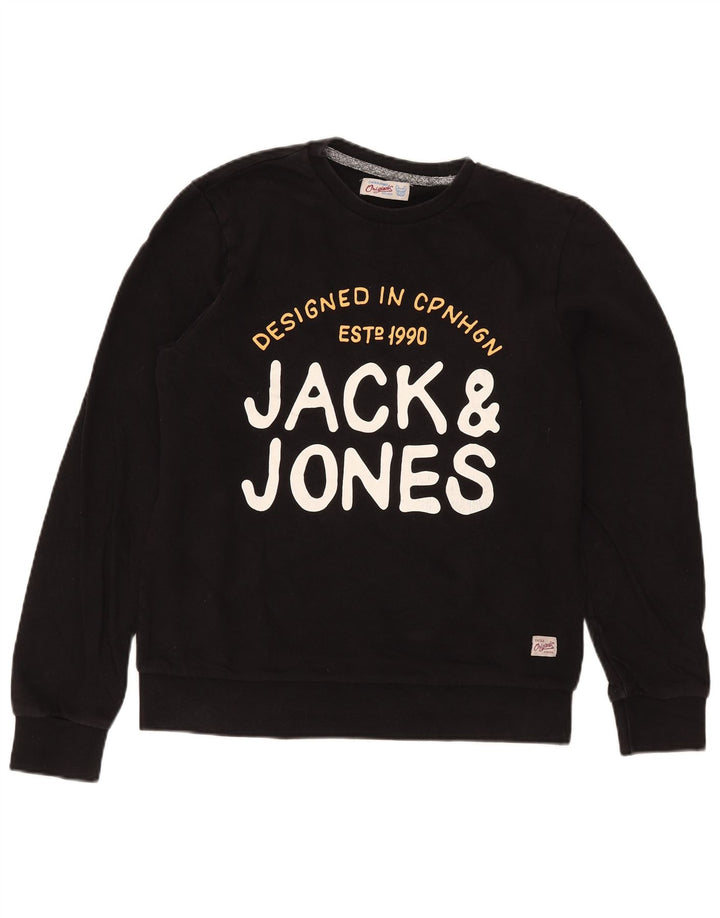 Jack & Jones Felpa grafica da uomo Maglione cotone nero medio