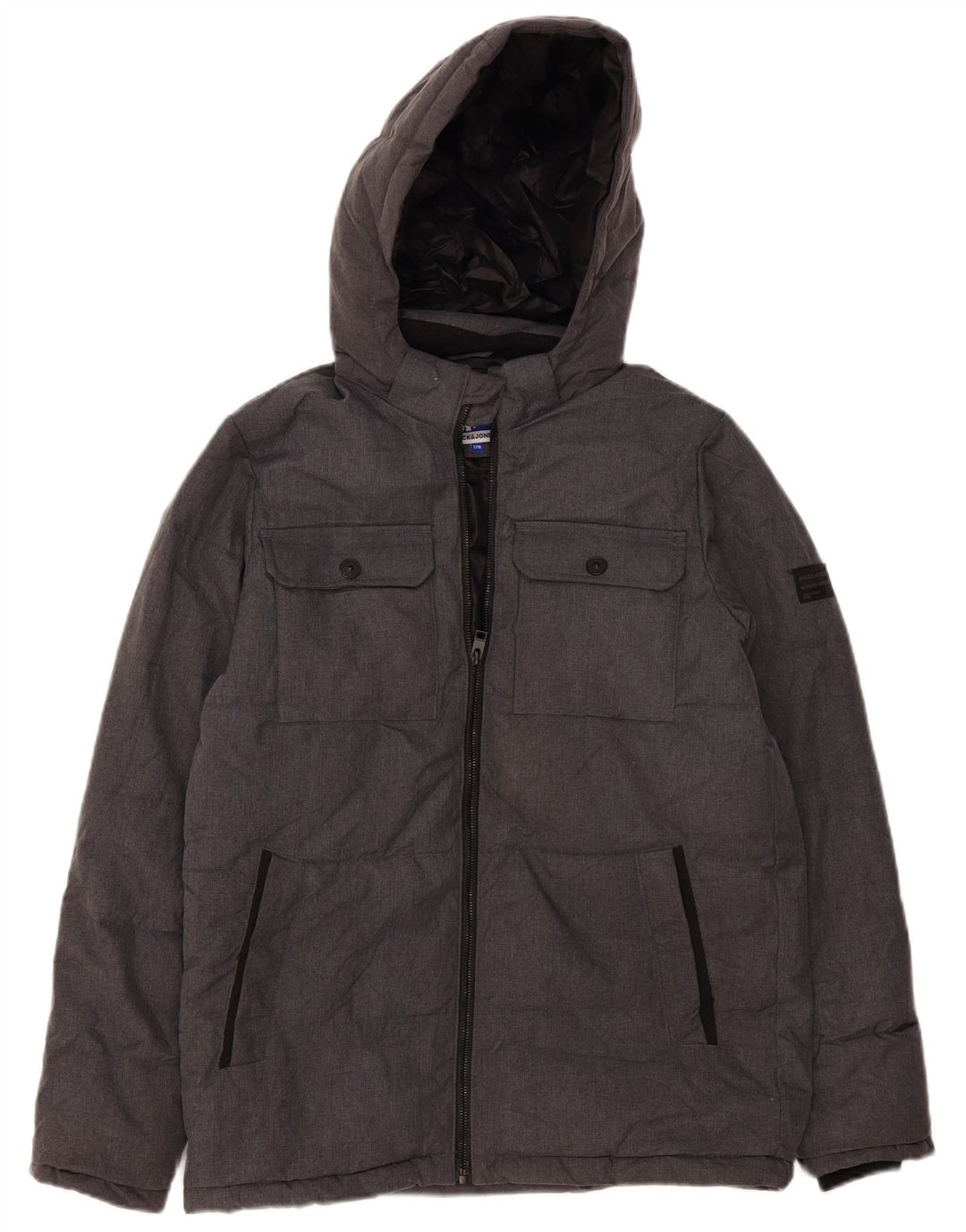 Giacca imbottita con cappuccio Jack & Jones da ragazzo 15-16 anni grigio chiazzato
