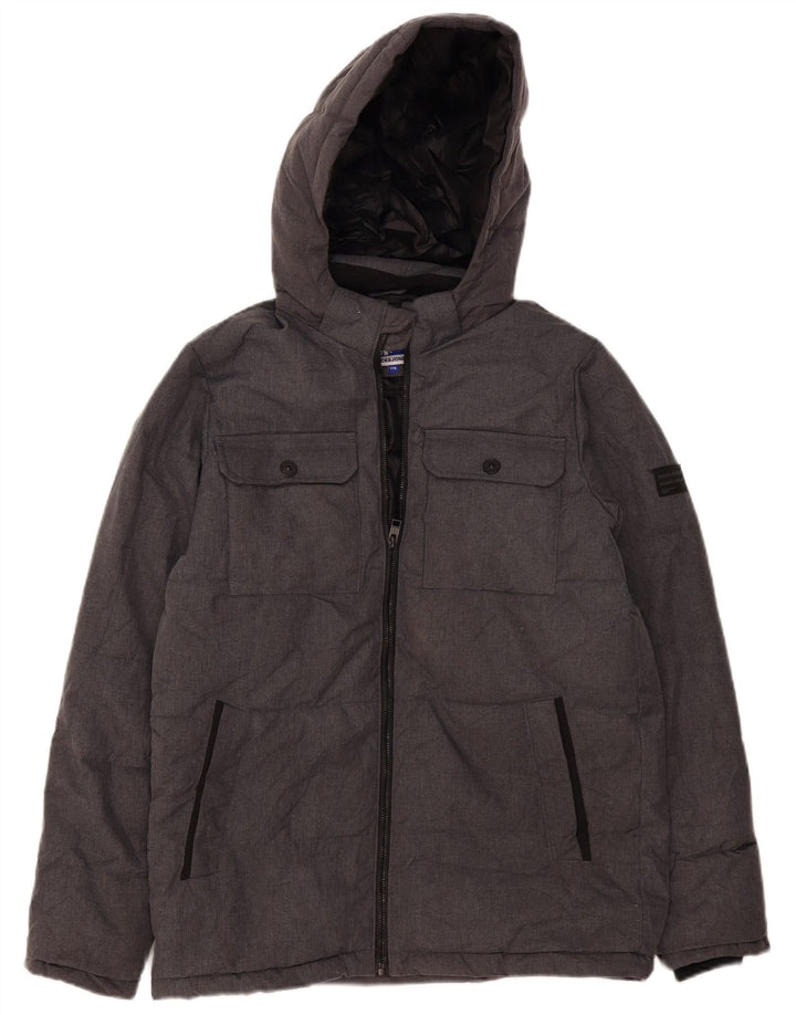 Giacca imbottita con cappuccio Jack & Jones da ragazzo 15-16 anni grigio chiazzato