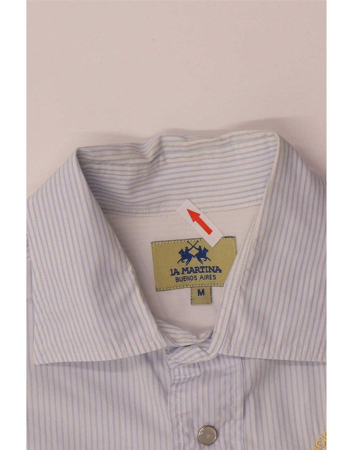 Camicia da uomo con vestibilità regolare grafica La Martina in cotone a righe blu medio