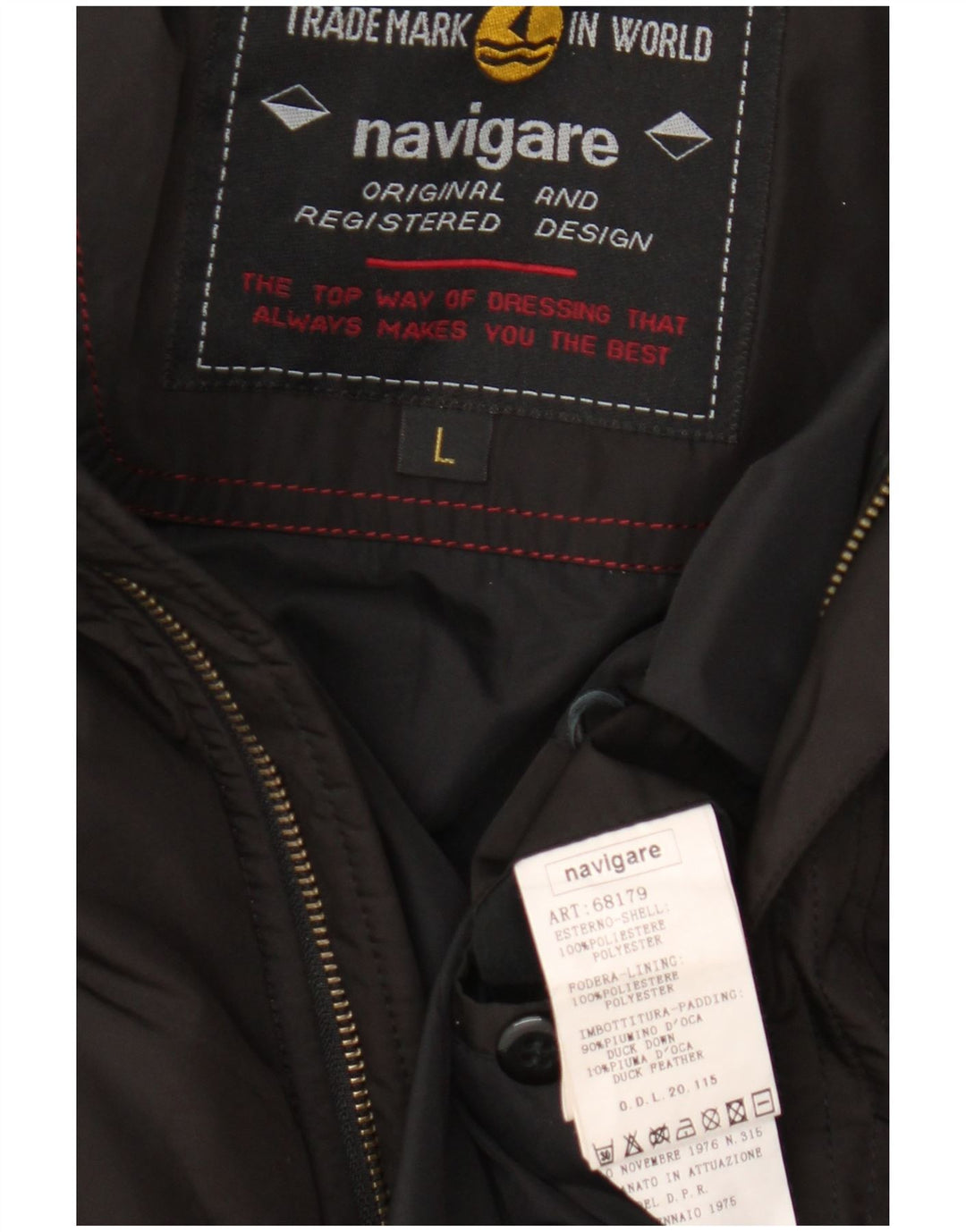 Giacca Parka da uomo con cappuccio Navigare UK 40 Large Nero Poliestere
