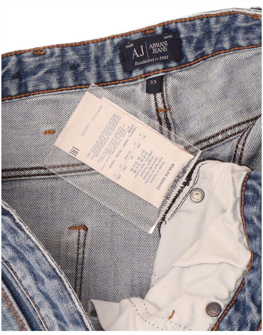 Jeans skinny da uomo Armani W33 L31 in cotone blu navy