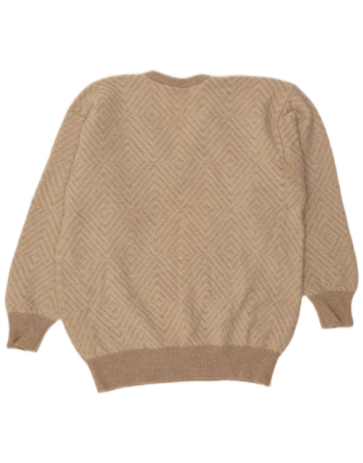Lyle & Scott Maglione da uomo con scollo a V XL Lana geometrica beige