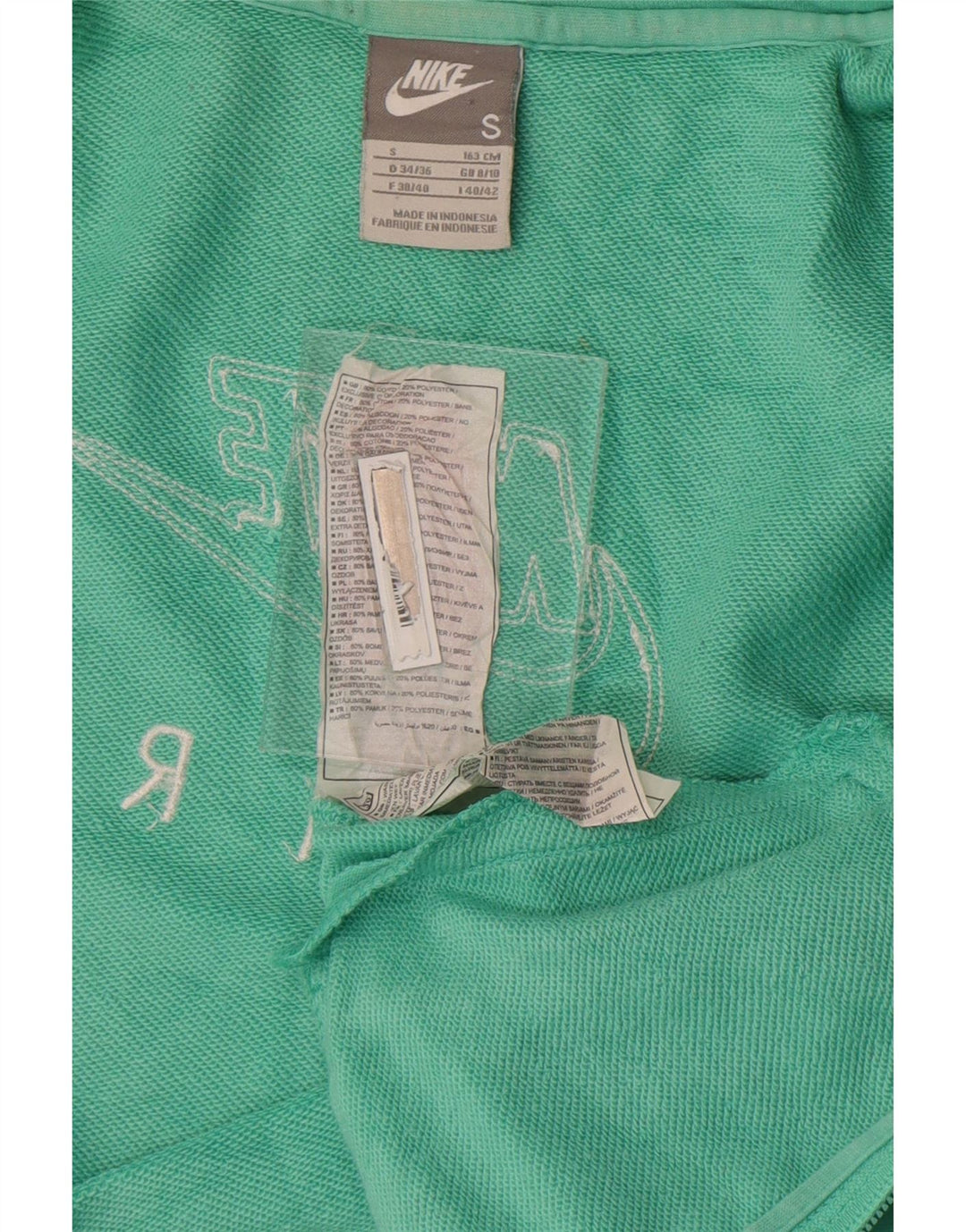 Giacca da ginnastica grafica da donna Nike UK 8/10 piccola in cotone turchese