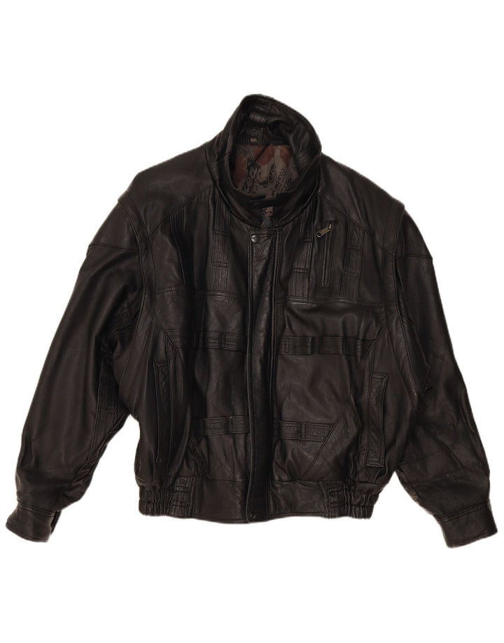 Giacca in pelle vintage da uomo EU 50 grande in pelle nera