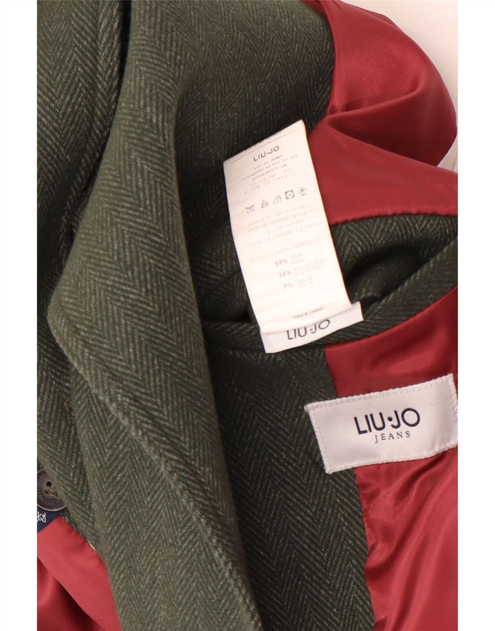 Cappotto da marinaio da uomo Liu Jo UK 40 grande lana a spina di pesce verde