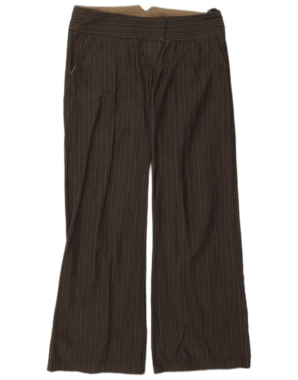 Pantaloni chino a gamba larga da donna Topshop UK 14 Large W34 L32 a righe marroni